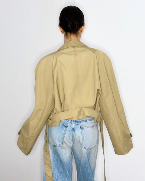 Trench coat with a flower