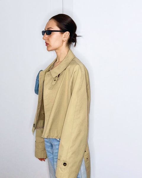 Trench coat with a flower