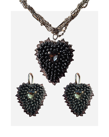 Jewelry set "Hearts" black