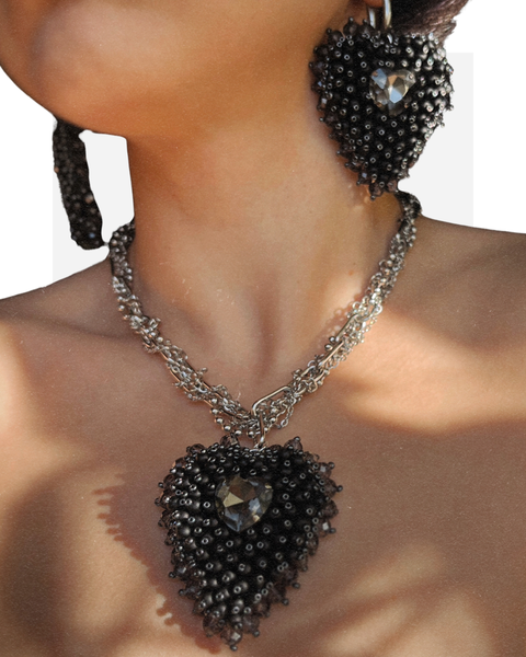 Jewelry set "Hearts" black